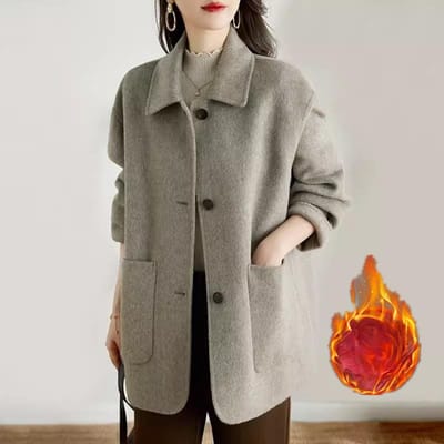 Wollen jas voor dames herfst en winter nieuw Koreaanse versie camel eenvoudig wollen jas single-breasted jas voor dames 2XL gray