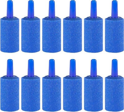 Luchtsteen Cilinder 2.5cm voor Nano Luchtpompen, Blauw Lucht Diffuser voor Aquaria en Kleine Emmers, Verpakking van 12 Stuks