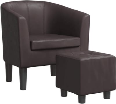 Lounge Fauteuil met Voetenbank - Comfortabele Zetel in Lederlook Bruin