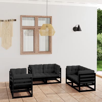 vidaXL - 6-delige - Loungeset - met - kussens - massief - grenenhout