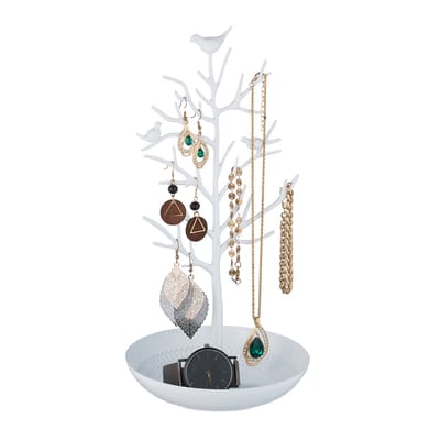 sieradenboom - kettingen - oorbellen - armbanden - 30x16x15 cm - metaal - wit