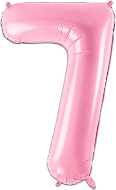 LUQ - Cijfer Ballonnen - Cijfer Ballon 7 Jaar Roze XL Groot - Helium Verjaardag Versiering Feestversiering Folieballon