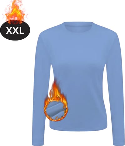 Bovista Thermokleding Dames - Thermoshirt - Polyester - Winter - Lange Mouwen - Lichtblauw - XXL