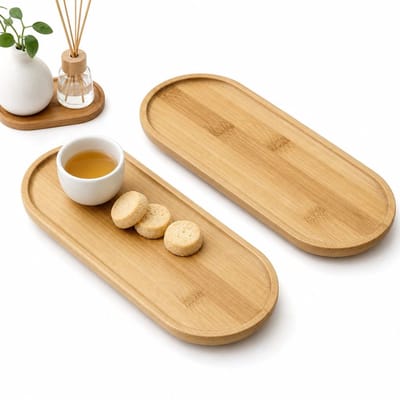 VHV - Dienblad - Bamboe dienblad - Kleine serveertray - Gebogen rand ontwerp - Voor snacks koffie en decoratie