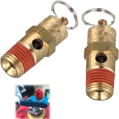 Veiligheidsklep 1/4" BSP voor Luchtcompressor - 2 Stuks, Messing Drukontlastingsklep tot 150 PSI, Ideaal voor Bouw en Industrie