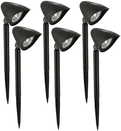 Gerimport - Solar tuinlamp - 6x - zwart - LED - oplaadbaar - H37cm