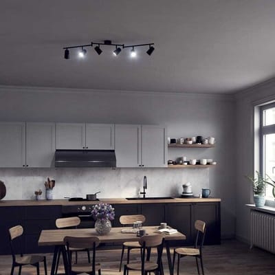 HOFTRONIC – Riga Zwarte LED plafondlamp 6 spots – kantelbaar en draaibaar – opbouwspots zwart – GU10 - 6000K daglicht wit - Plafondspots - IP20 - woonkamer en gang