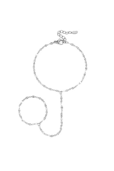 Hand chain met chunky ketting - zilveren kleur