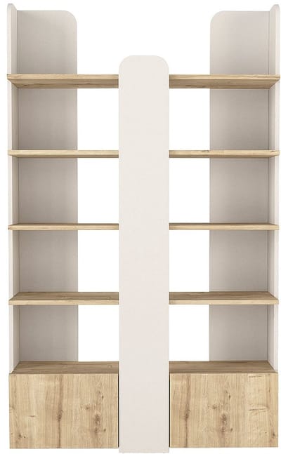 Vente-unique Boekenkast met 2 deuren en 4 planken - Beige en naturel - SARIOBA