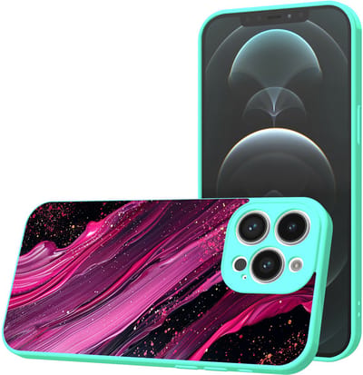 Smartphonica Telefoonhoesje Geschikt voor iPhone 12 Pro Max met Paars Roze Marmer opdruk - TPU Back Cover Case Purple Rosé Marble Design - Turquoise geschikt voor iPhone 12 Pro Max