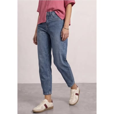 High Waist Barrel Leg Jeans met strepen