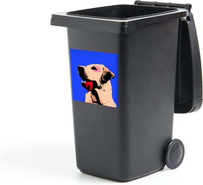 Container sticker Dieren popart - Een popart van Labrador retriever Klikosticker - 40x40 cm - kliko sticker - weerbestendige containersticker