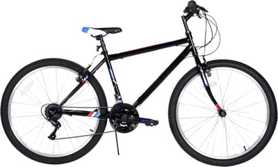 Mountainbike 61–66 cm – Voor volwassenen en studenten voor recreatief en sportief gebruik op terrein – Met 18 versnellingen en koolstofstaal frame – Zwart frame
