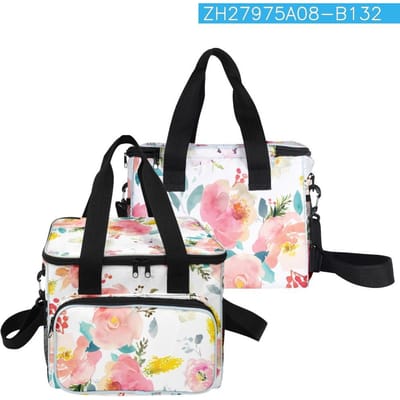 Hip Hop Populair Bloem vlinders insecten 3D Geprint Grotere Crossbody Lunchtas Thermische isolatie Voedsel Handtassen IJstassen blauw