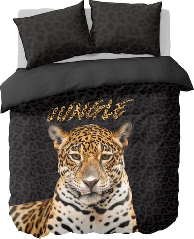 Ambianzz Bedding - Leopard - Dekbedovertrek - Polykatoen - Tweepersoons - 200x200/220 cm - Antraciet