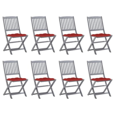 vidaXL - Inklapbare - stoelen - 8 - st - met - kussens - massief - acaciahout