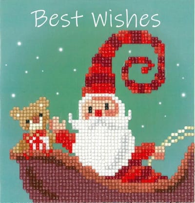 Diamond painting wenskaart kit Vrolijke kerstman - Vervaco - PN-0183277