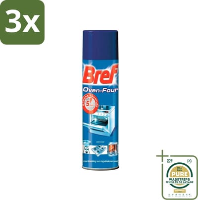 3 x Bref - Oven Spray - Tegen Hardnekkig en Ingebakken Vet - 450 ml - Grootverpakking - Oven Reinigen - Vet Verwijderen - Oven Reiniger - Keuken Reinigen - Vet Op Kookplaat Verwijderen