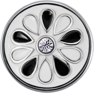 Quiges - Drukknoop Mini 12mm Bloem Zwart/Wit - EBCMK035