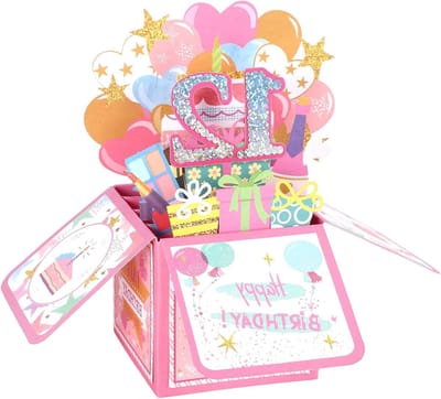 Creatieve 3D Pop-up Verjaardagskaart voor 12e Verjaardag, Leuke Cadeaus met Envelop voor Meisjes en Jongens