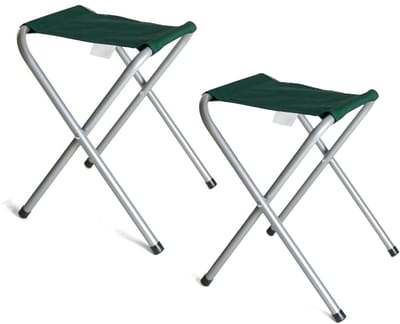 Gerimport Opvouwbare stoel - 2x - groen - kunststof/metaal - 35 x 38 cm - klapstoel camping