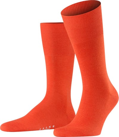 FALKE Airport eenkleurig wol katoen sokken heren orange - maat 43-44