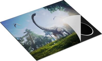 Chefcare Inductie Beschermer Diplodocus Dinosauriër in het Bos - 60x50 cm - Afdekplaat Inductie - Kookplaat Beschermer - Inductie Mat