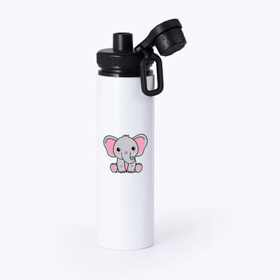 Hacebo® - Olifanten waterfles met draaidop zwart - Olifant - Dieren liefhebbers - Dierentuin - zoogdieren - ollie - water fles - 850ML