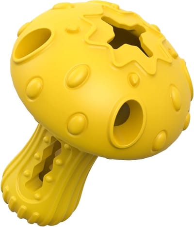 Indestructible Rubber Kauwspeeltje voor Honden, Duurzaam en Interactief Puzzelspel met Tandenreiniger voor Grote Rassen, Geel