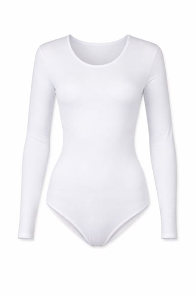 J&C Dames katoenen body met lange mouw Wit- maat XL