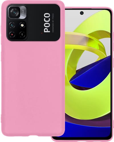 Hoesje Geschikt voor Xiaomi Poco M4 Pro 5G - Sterk & Shockproof - Hoes Cover - Siliconen Case - Lichtroze