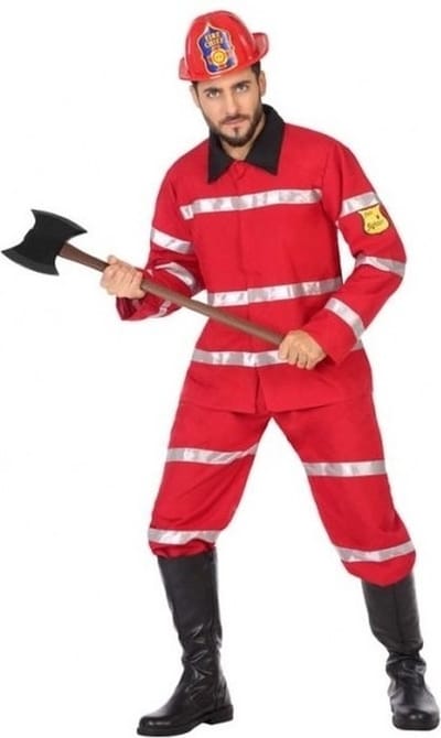 Brandweer verkleedpak/carnavalskostuum voor heren - carnavalskleding - voordelig geprijsd - rood XL