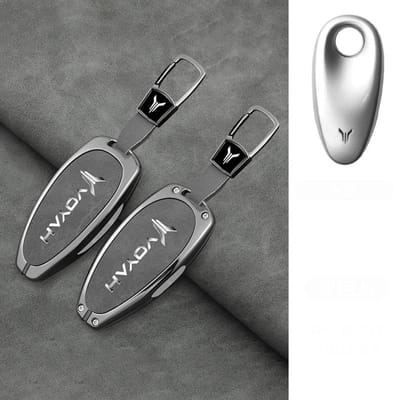 Coque de Protection pour Clé de Voiture en Alliage de Zinc et Cuir Porte-Clés pour Voyah Free I-Land Dreamer - Accessoires de Protection pour Clé Auto gray