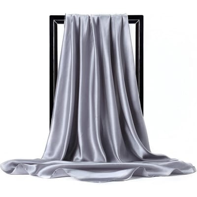 Luxe Merk Zijden Sjaal Dames Satijn Effen Kleur Hijab Sjaals Moslim Pareo Bandana Vrouwelijke Sjaal Wikkel Hoofdband Foulard 90*90cm One Size black