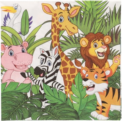 Servetten 3-laags 1/4 vouw 33 cm x 33 cm "Jungle" (40 stuks)
