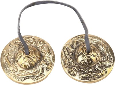Boeddhistische Tingsha Cimbaaltjes met Dubbele Draken - Klankschalen voor Yoga, Meditatie en Sound Healing