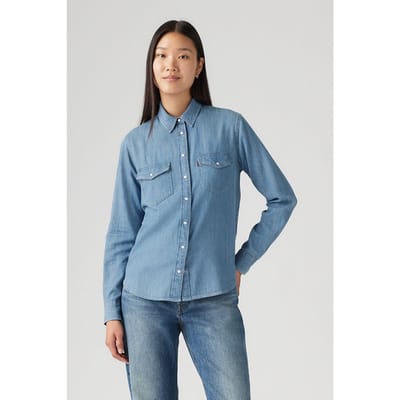 Levi's Iconic Western Linen+ Denim Shirt Taglia: M | Maglie a manica lunga Outlet | Donna | Blu