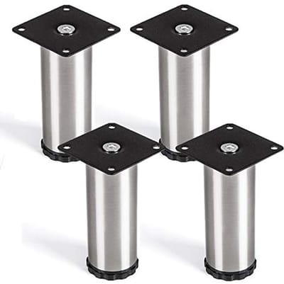 4 stuks SOTECH meubelpoot Lukas, RVS geborsteld, rond, diameter: 42 mm, hoogte: 120 mm, verstelbaar