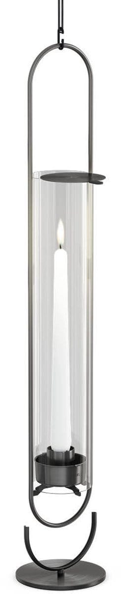 höfats OVAL CANDLE Kandelaar 55 zwart Lantaarn om neer te zetten of op te hangen, kandelaar van roestvrij staal en glas, eenvoudig schoon te maken