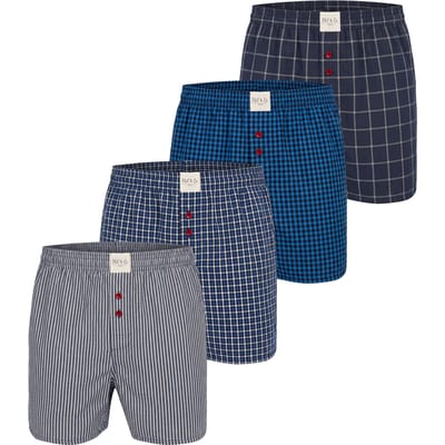 Phil & Co Heren Wijde Boxershorts Mulitpack 4-Pack Blauw - Maat 3XL