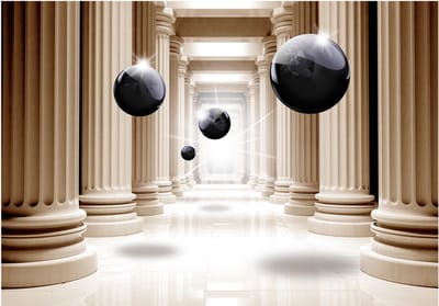Fotobehangkoning - Behang - Vliesbehang - Fotobehang 3D Pilaren - Tunnel - Columns of Justice - 300 x 210 cm