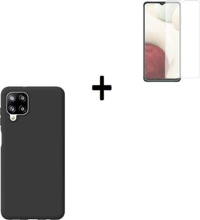Hoesje Geschikt voor Samsung Galaxy A42 - Siliconen - A42 Screenprotector - Hoesje Zwart Case + Tempered Glass