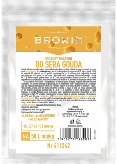 Browin - Bacterieculturen voor Gouda Kaas - Mesofiel - Voor 50L Melk - Thuis Kaas Maken