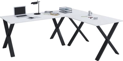 VCM VCM Holz Schreibtisch | Eckschreibtisch schlicht | 160x160 | L Form links oder rechts | Arbeitstisch Platte 80 cm tief | Computertisch Büromöbel - Lona X