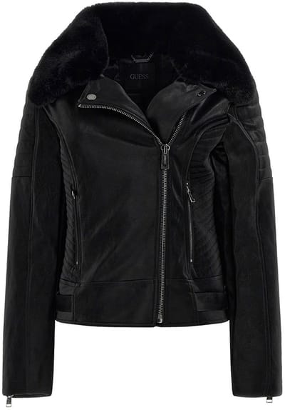 Guess Darcey Biker Leren Jas Zwart 2Xl Vrouw