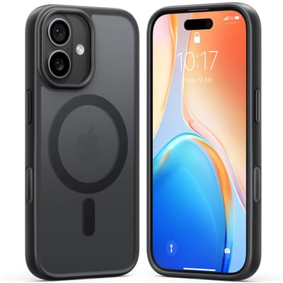 TORRAS Guardian Magnetic Hoesje Geschikt voor Apple iPhone 17 - Compatibel met MagSafe / Qi2 - Matte Beschermhoes - Back Cover met Magneet Zwart