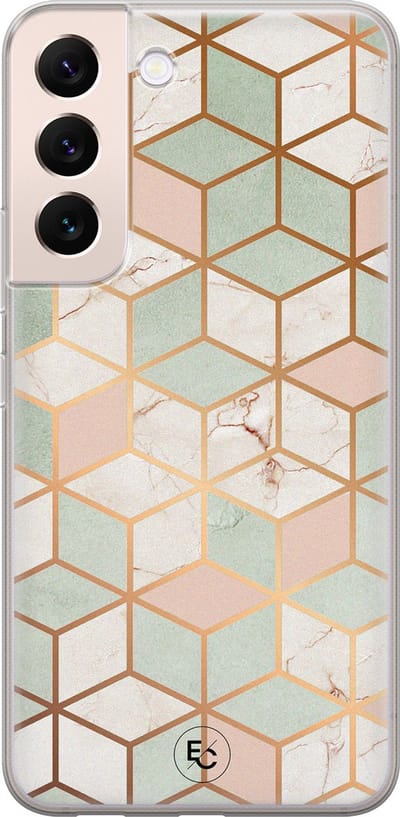 Hoesje geschikt voor Samsung Galaxy S22+ - Pastel Kubus - Soft Case - TPU - Print - Multi - ELLECHIQ