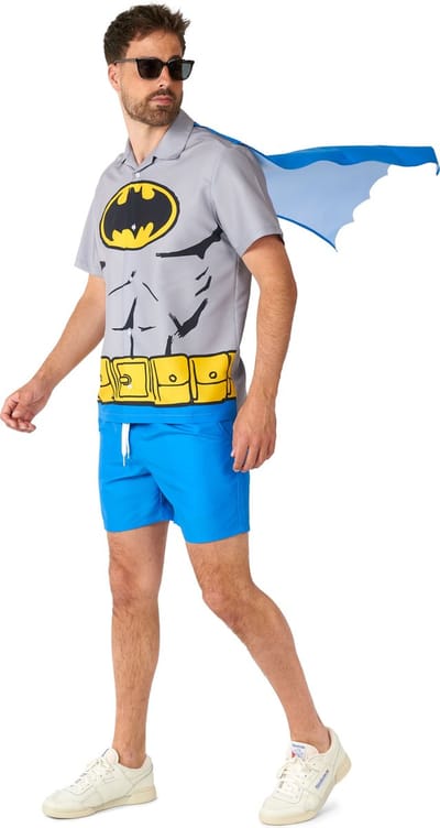 Suitmeister Batman™ - Heren Zomer Set - Batman Pak - Halloween Kostuum - Blauw - Maat XXL