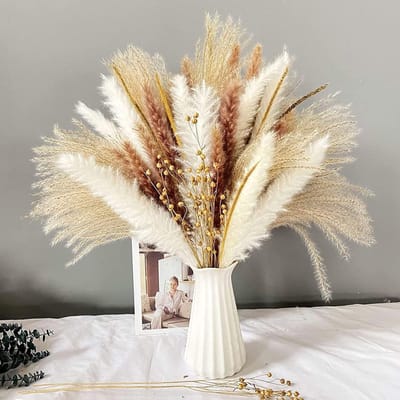 Set van 90 Kunstmatige Pampas Grassen - Droogbloemen Boeket voor Boho Decoratie, Woonkamer en Vazen - Natuurlijke Look en Voordelige Decoratie