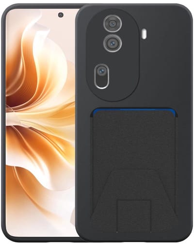 Geschikt voor Oppo Reno 11 Pro Telefoonhoesje met Verstelbare Leren Pasjeshouder - Flexible Back Cover Case Siliconen TPU with Adjustable Leather Cardslot - Zwart - Smartphonica geschikt voor Oppo Reno 11 Pro